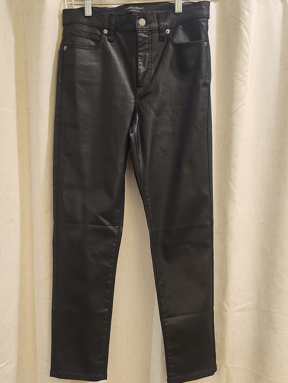 Banana Republic Black Skinny Coated Jeans Size 27/4 With 27 Inch Inseam